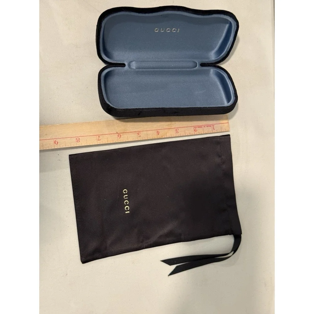 Gucci Sunglasses Eyeglasses Hard Shell  Black W/ Blue Velvet Case & Pouch